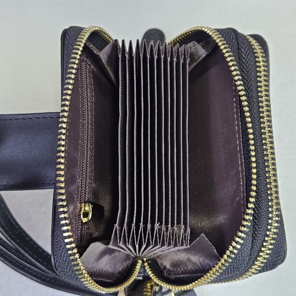 Women Bee Wallet Black Pomelo Best Gold Zip Around Wrist Strap Faux Leather RFID - Picture 13 of 16